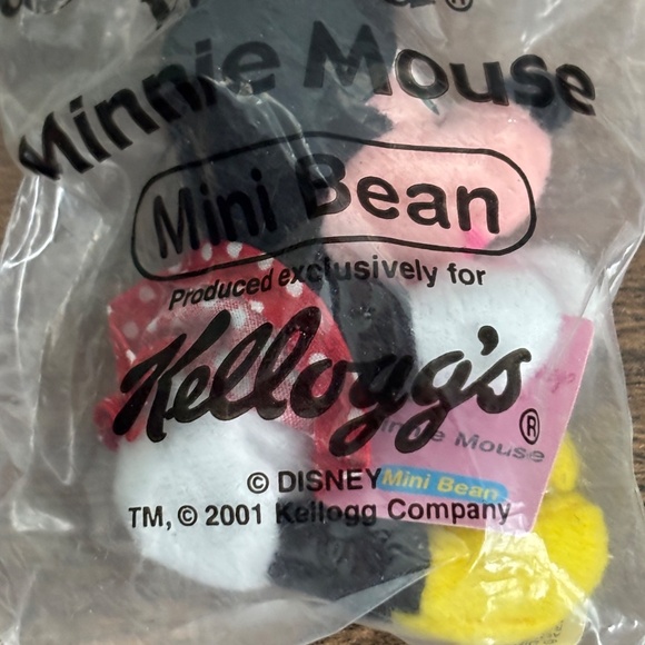 DISNEY World Mini Bean Bag Plush MINNIE MOUSE Kellogg’s Cereal Promo Toy 2001 - Picture 5 of 5
